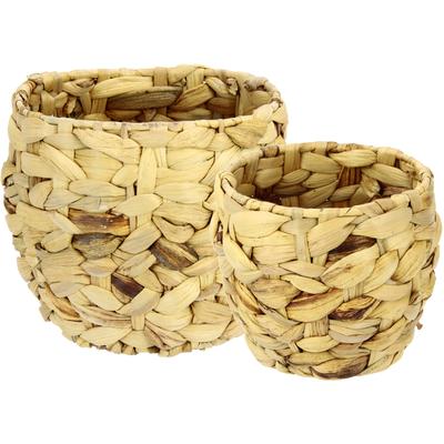 Übertopf I.GE.A. "Aus Wasserhyazinthe", beige (natur), B:19,5cm H:17cm, Pflanzgefäße, 2er Set, Pflanztöpfe aus Wasserhyazinthe