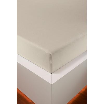 Spannbettlaken BELLANA "Jersey-Elasthan Aqua in Gr. 90x200, 140x200 oder 180x200 cm", beige (creme), B:90-120cm L:200-220cm, Jersey, Obermaterial: 97% Baumwolle, 3% Elasthan, Laken, aus Baumwolle, für Matratzen bis 35 cm Höhe, Bettlaken, Spannbetttuch Image