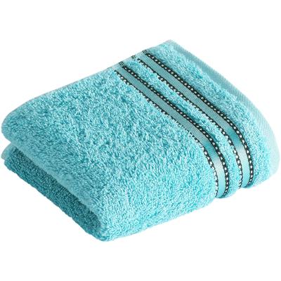 Gästehandtuch VOSSEN "Cult de Luxe", blau (light azure), B:30cm L:50cm, Walkfrottee, Obermaterial: 100% Baumwolle, Handtücher (Packung), im Set, mit Glanzbordüre Image