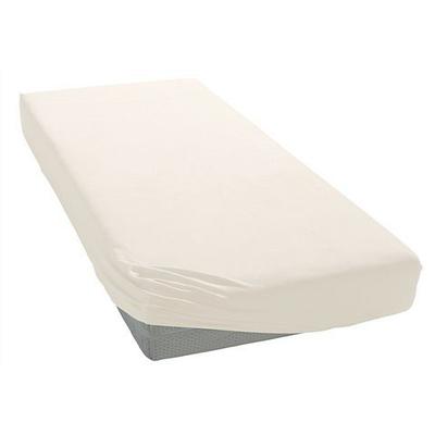 Spannbettlaken BELLANA "Zwirn-Elasthan deluxe in Gr. 90x200, 140x200 oder 180x200 cm", beige (creme), B:140-160cm L:200-220cm, Jersey, Obermaterial: 97% Baumwolle, 3% Elasthan, Laken, aus Baumwolle, für Matratzen bis 35 cm Höhe, Bettlaken,... Image