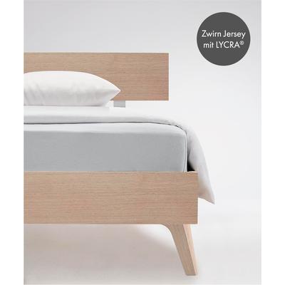 Spannbettlaken FLEURESSE "Comfort", silber (silberfarben), B:200cm L:200-220cm, Jersey-Elasthan, Obermaterial: 96% Baumwolle, 4% Elasthan (LYCRA), Laken, Spannbettlaken, langlebig & bügelfrei,Perfekte Passform durch POWER-STRETCH Image