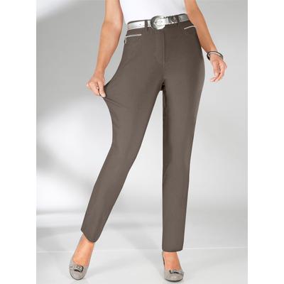 Stretch-Hose STEHMANN, Damen, Gr. 22, Kurzgrößen, grau (taupe), 72% Viskose, 25% Polyamid, 3% Elasthan, unifarben, lang, Hosen, Topseller Image