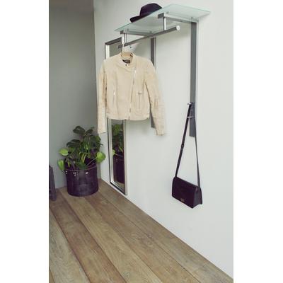 Garderobenleiste SPINDER DESIGN, silber, B:80cm H:90cm T:33cm, Metall, Glas, Garderobenhalter, Metall, Funktional, 33 cm tief Image