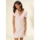 Nachthemd VIVANCE DREAMS, Damen, Gr. 56/58, N-Gr, bunt (hellrosa, apricot), Single Jersey, Obermaterial: 100% Baumwolle, gemustert, feminin, bequem kurz, V-Ausschnitt, Kurzarm eingesetzt Häkelkante, Kleider, mit Herzchen-Druck