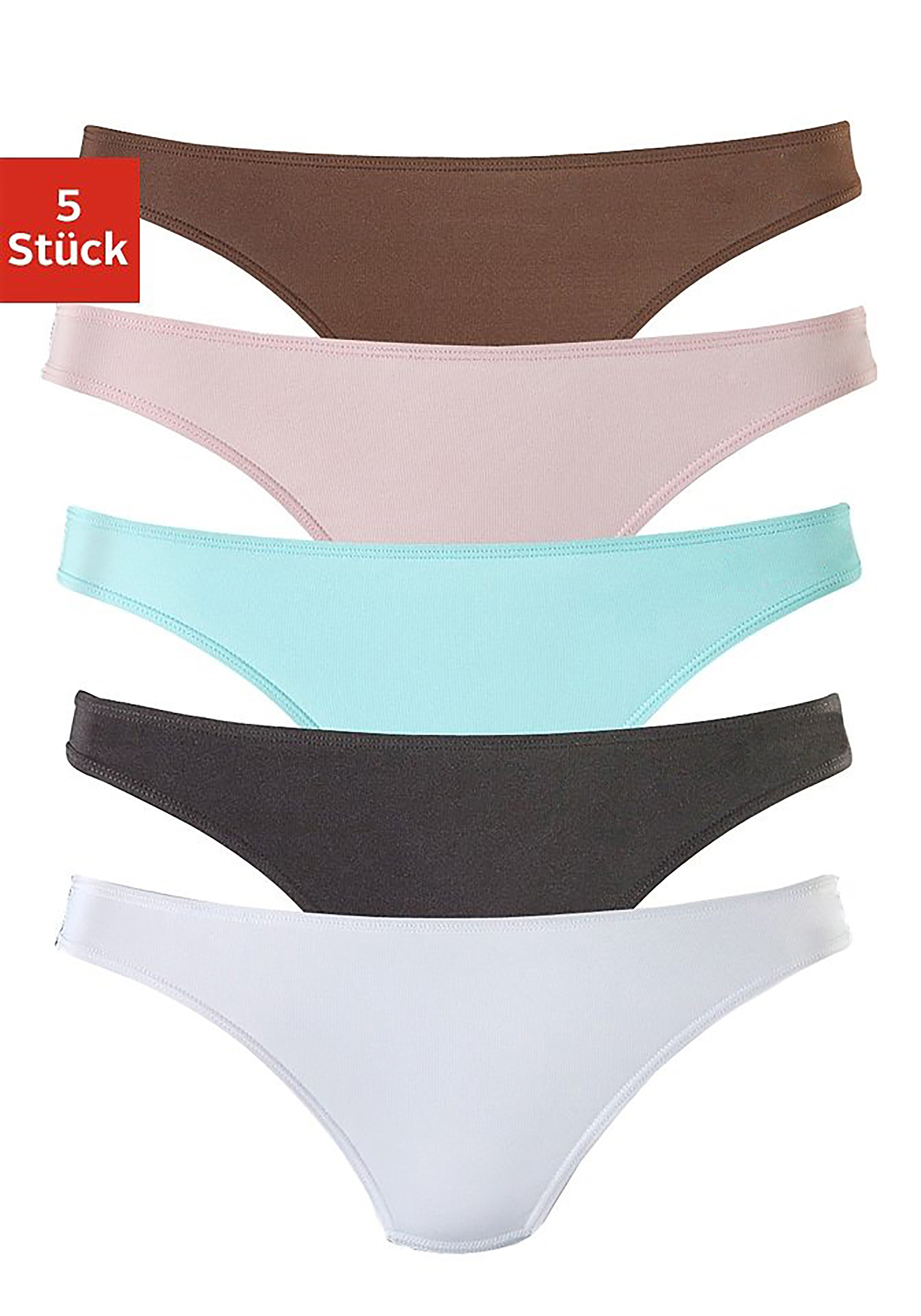 String H.I.S, Damen, Gr. 40/42, bunt (braun, rosa, türkis, schwarz, weiß), Microfaser, Obermaterial: 95% Polyamid, 5% Elasthan, unifarben, körpernah, Unterhosen String, aus weicher Microfaserqualität