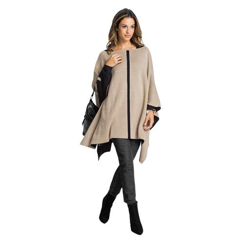 Poncho CREATION L Gr. 1, beige Damen Jacken Ponchos Capes