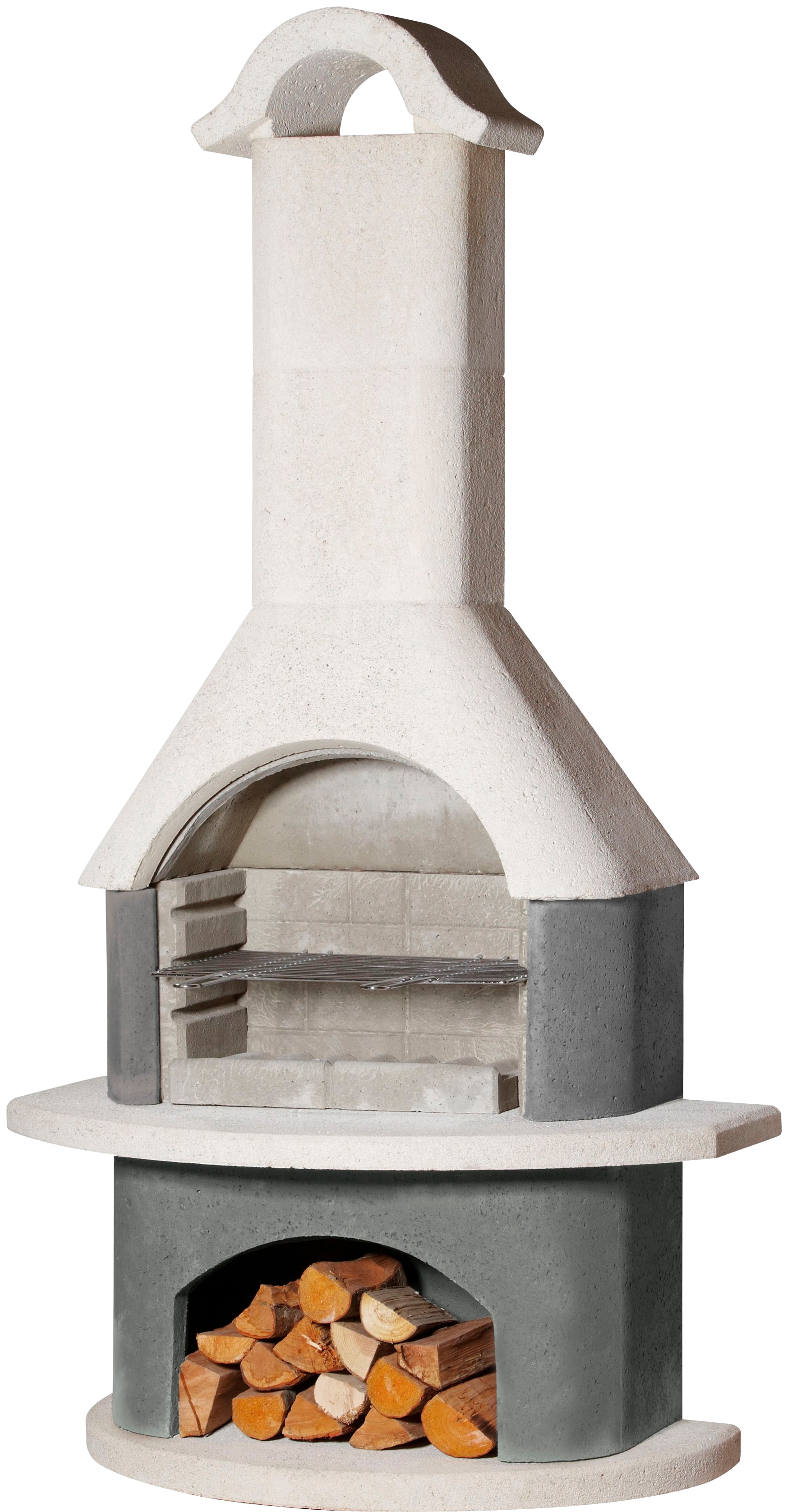 Grillkamin BUSCHBECK "Athen", grau (weiß, anthrazit), B:110cm H:210cm T:65cm, Grills, BxTxH: 110x65x210 cm