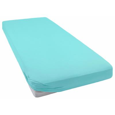 Spannbettlaken BELLANA "Mako-Jersey exclusiv in Gr. 90x200, 140x200 oder 180x200 cm", blau (türkis), B:180-200cm L:200cm, Mako-Jersey, Obermaterial: 100% Baumwolle, Laken, aus Baumwolle, für Matratzen bis 25 cm Höhe, Bettlaken, Spannbetttuch Image