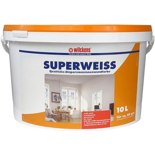 „WILCKENS FARBEN Wand- und Deckenfarbe „“SUPERWEISS““ Farben geruchsarm Gr. 10 l 10000 ml, weiß Wandfarbe“