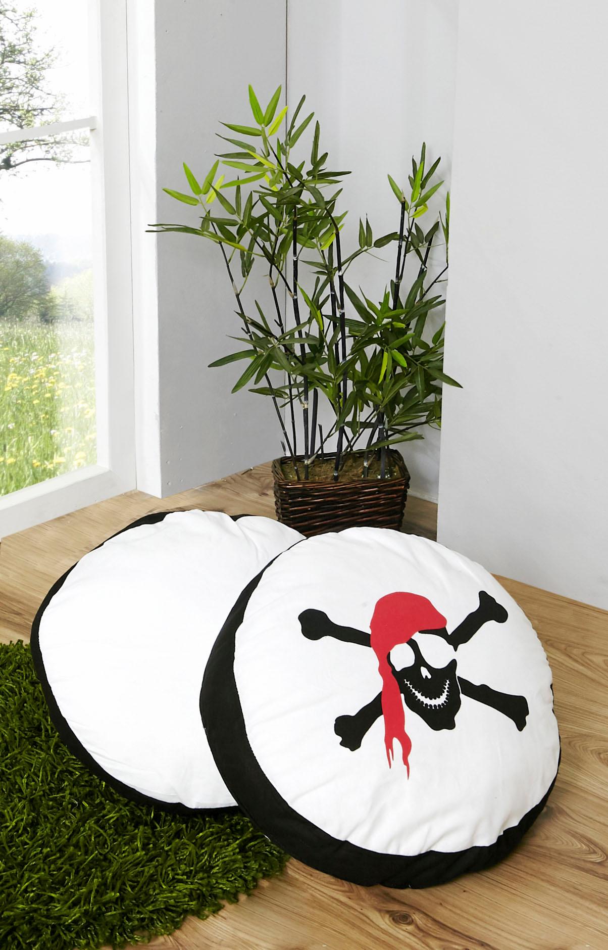 Sitzkissen TICAA, schwarz (schwarz, gemustert), B:40cm H:12cm L:40cm, Baumwolle, Dekokissen_Sitzkissen_Kissenhüllen, Sitzkissen