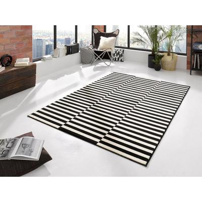 Teppich HANSE HOME "Panel" Gr. 4, schwarz (schwarz, creme), B:160cm H:9mm L:230cm, Kunstfaser, Teppiche, Kurzflor, Läufer, Streifen, Linien, ringsum gekettelt, robust Image