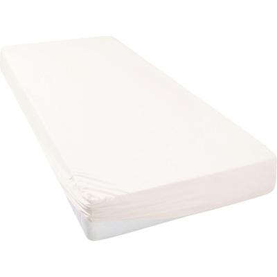 Spannbettlaken LEONIQUE "Malia in Gr. 90x200, 140x200 oder 180x200 cm", beige (creme), B:90-120cm L:200-220cm, Jersey-Elasthan, Obermaterial: 97% Baumwolle, 3% Elasthan, Laken, aus Baumwolle, für Matratzen bis 30 cm Höhe, Bettlaken, Spannbetttuch Image