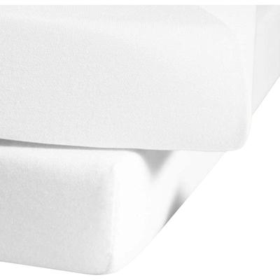 Spannbettlaken FLEURESSE "Ines hochwertiger Jersey aus reiner Baumwolle", weiß, B:200cm L:200cm, Jersey, Obermaterial: 100% Baumwolle, Laken, aus Baumwolle, für Matratzen bis 23 cm Höhe, Bettlaken, Spannbetttuch Image