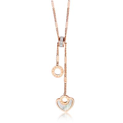 Kette mit Anhänger "Hearty", Damen, Gr. one size, Metall, rosa, COLLEZIONE ALESSANDRO, Basic, Halsketten, mit Perlmutteinlage Image