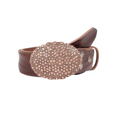 Ledergürtel, Damen, Gr. 100, braun (dunkelbraun), Leder, RETTUNGSRING BY SHOWROOM 019, unifarben, casual,modisch, Gürtel, mit austauschbarer Schließe »Oval Nieten Kupfer« Image