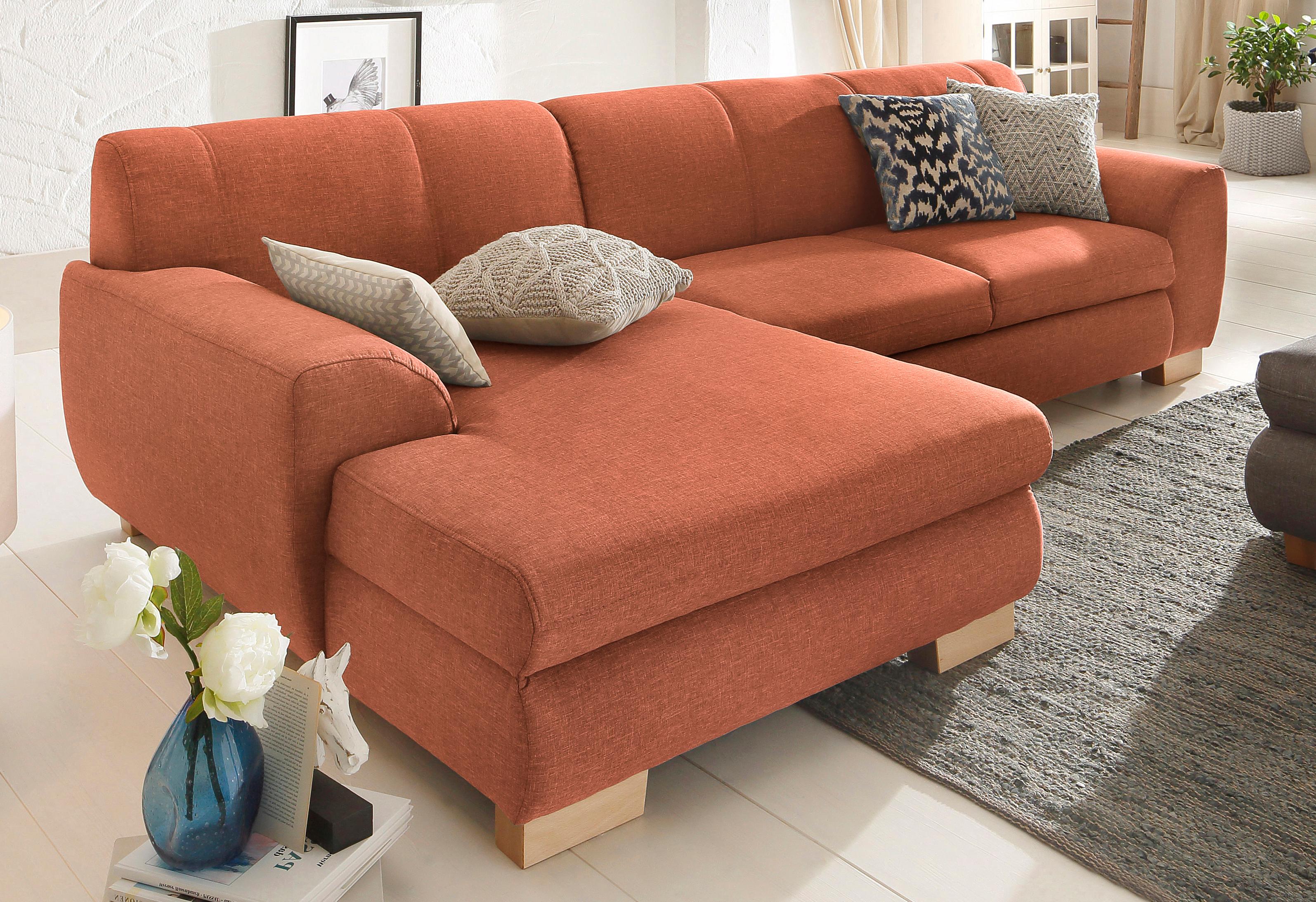Ecksofa HOME AFFAIRE "Nika L-Form", orange (terra), B:277cm H:84cm T:84cm, Struktur fein (100% Polyester);100% Polyester/ 85% Polyester+15% Polyacryl Melrose/Struktur, Sofas, Polsterecke, Struktur fein oder Melrose/Struktur, mit Bettfunktion