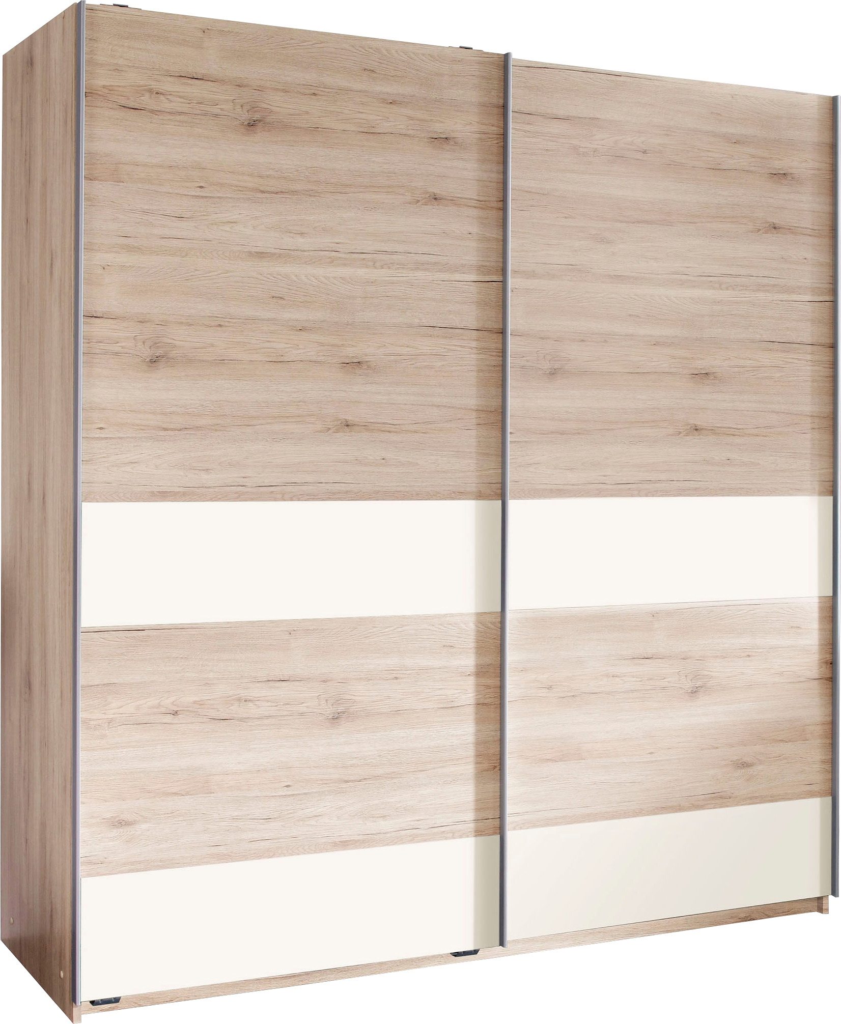 Schwebetürenschrank WIMEX "Chess", weiß (eichefarben san remo, weiß), B:135cm H:198cm T:64cm, Schränke
