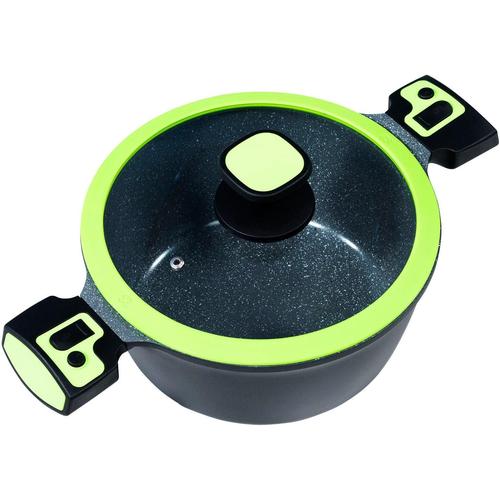 "Kochtopf KING ""Click-Grip"" Töpfe Gr. Ø 24 cm + Höhe 11 cm, grün (grün, schwarz) Fleischtopf Kochtopf Fleischtöpfe Topf abnehmbare Griffe, Induktion"