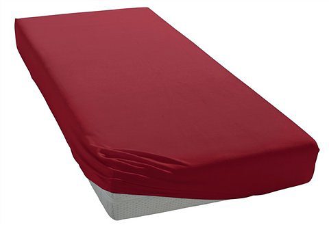 Spannbettlaken BELLANA "Zwirn-Elasthan deluxe in Gr. 90x200, 140x200 oder 180x200 cm", rot (rubin), 1 Stk., Jersey, 140x200 140x210 140x220 150x200 150x210 150x220 160x200 160x210 160x220 35, Jersey, Obermaterial: 97% Baumwolle, 3% Elasthan,...