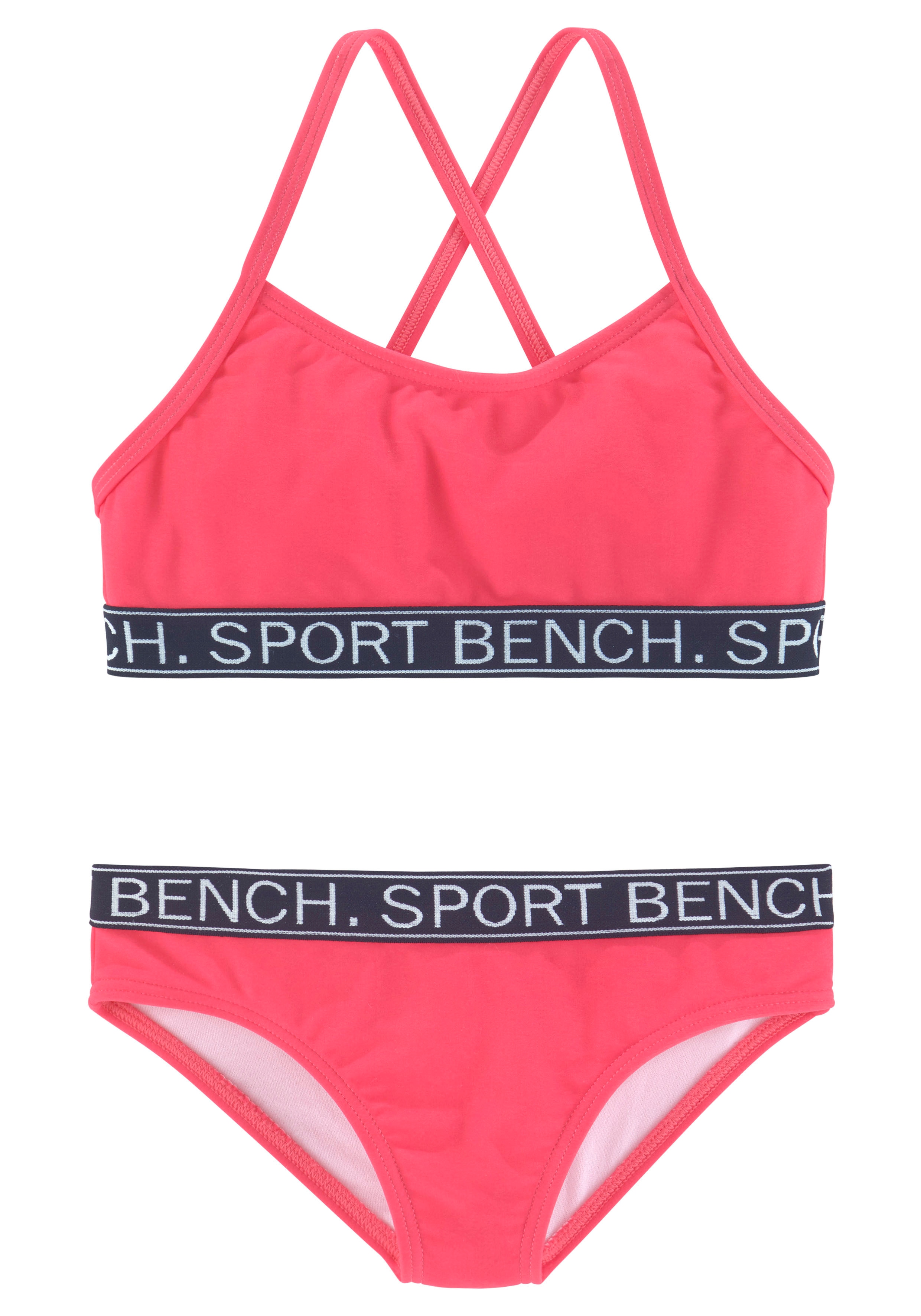 Bustier-Bikini BENCH. "Yva Kids", Kinder, Gr. 134/140, N-Gr, pink, Recycling-Polyamid, unifarben, Bikini-Sets, in sportlichem Design und Farben Image