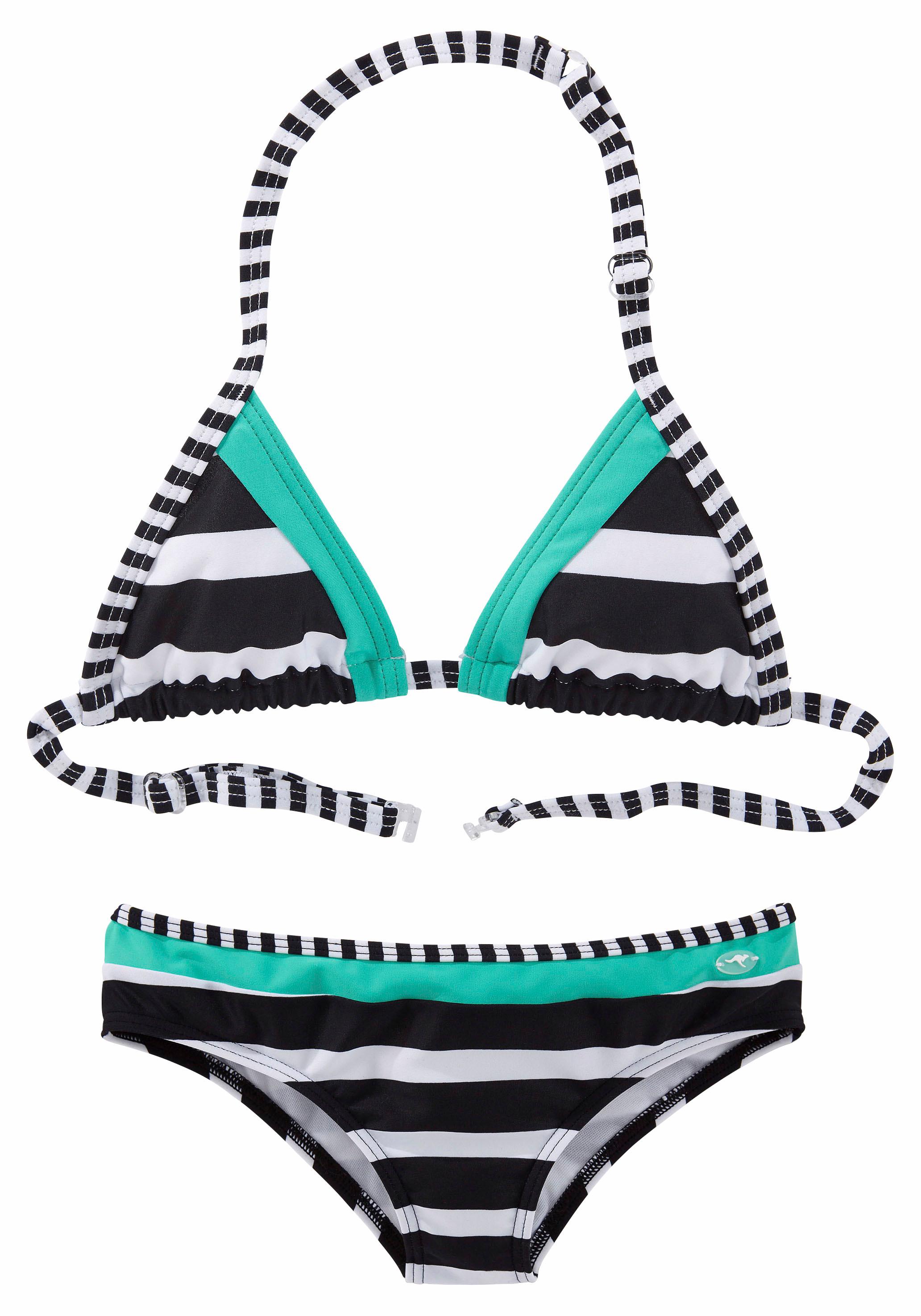 Triangel-Bikini KANGAROOS "Anita Kids", Kinder, Gr. 146/152, N-Gr, schwarz-weiß (schwarz, weiß), Polyamid, Bikini-Sets Bikini, mit Blockstreifen Image