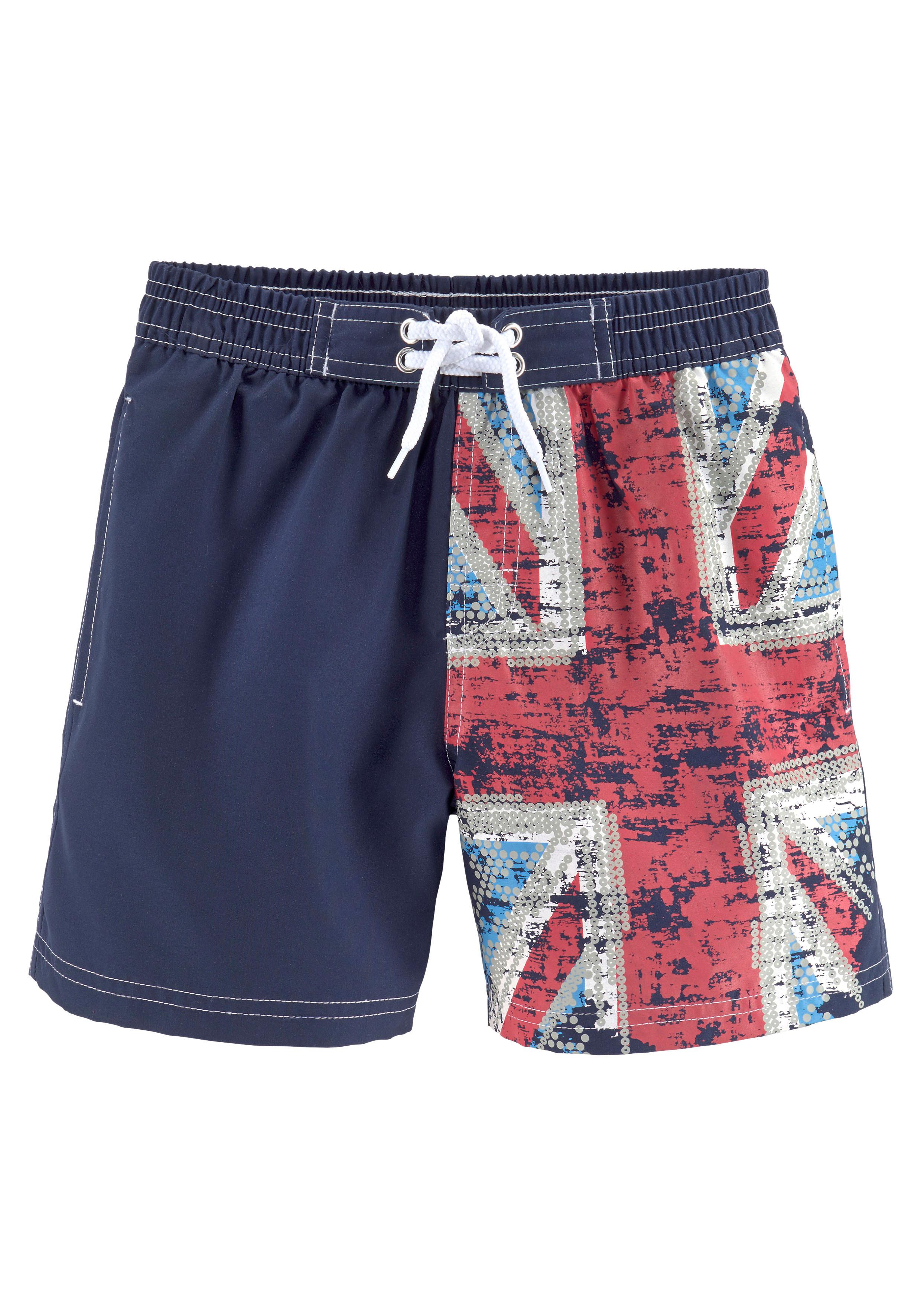 Badeshorts VENICE BEACH, Kinder, Gr. 110/116, N-Gr, blau (marine, bedruckt), Polyester, bedruckt, Badehosen, elastischer Bund, mit Innenslip, mit kleiner Innentasche Image