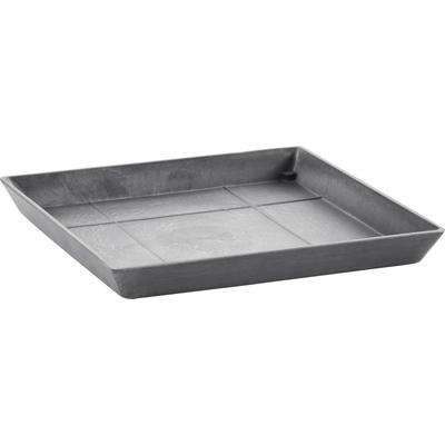 Blumentopfuntersetzer ECOPOTS "SQUARE SAUCER Grey", grau, B:35,5cm H:3,5cm T:35,5cm, Kunststoff, Untersetzer, BxTxH: 35,5x35,5x3,5 cm Image