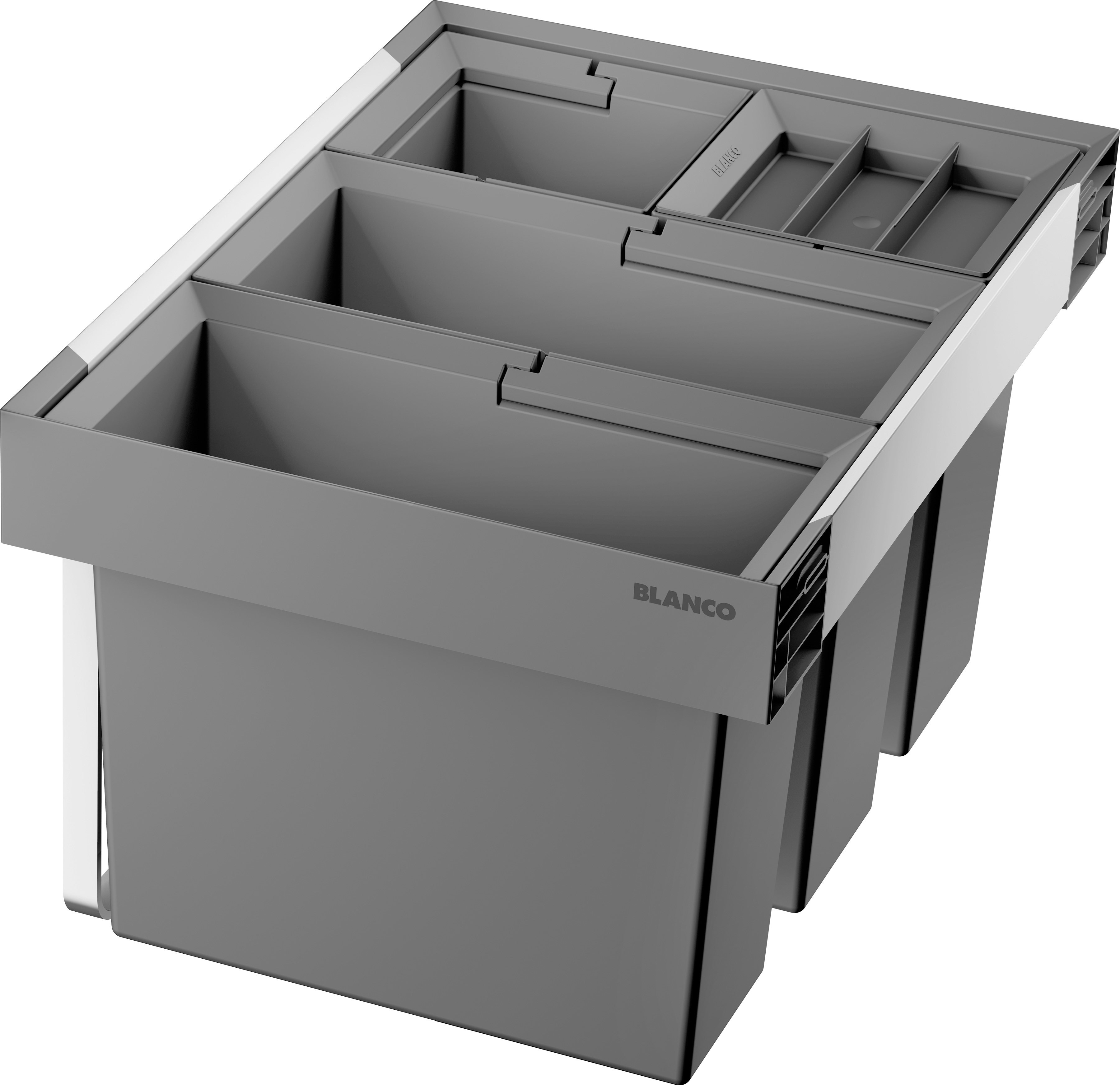 Einbaumülleimer BLANCO "FLEXON II Low 60/4", schwarz, B:56cm H:32,5cm T:40cm, Kunststoff, Mülleimer, Abwaschbare und entnehmbare Eimer