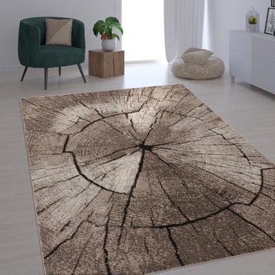 Teppich PACO HOME "Rodos 605", beige, B:80cm H:18mm L:150cm, Polypropylen, Polyester, Teppiche, Kurzflor, Motiv Baumstumpf, Holz, ideal im Wohnzimmer & Schlafzimmer Image