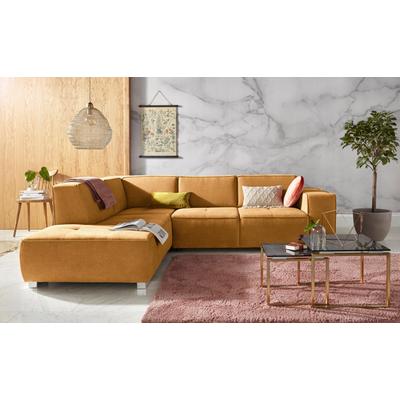 Ecksofa INOSIGN "Sapporo L-Form", gelb (mais), B:272cm H:78cm T:222cm, Struktur fein (100% Polyester), Luxus-Microfaser weich (90% Polyester, 10% Polyacryl), Struktur imprägniert (100% Polyester), Sofas, wahlweise Bettfunktion oder... Image