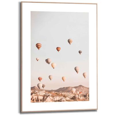 Bild REINDERS "Gerahmtes Bild Heißluftballon Ballonfahrt - Kappadokien - Freiheit", grün (farbe bild(er): khaki), B:50cm H:70cm, MDF, Bilder Image