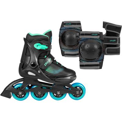 Inlineskates PLAYLIFE "Playlife Joker" Gr. 34,5, blau (blau, schwarz), Inlineskates_Rollschuhe_Schlittschuhe, Kinder, 34,5/37, Kunstfaser, mit Schutz Set bestehend aus Knie-, Ellenbogen-, Handgelenkschützern