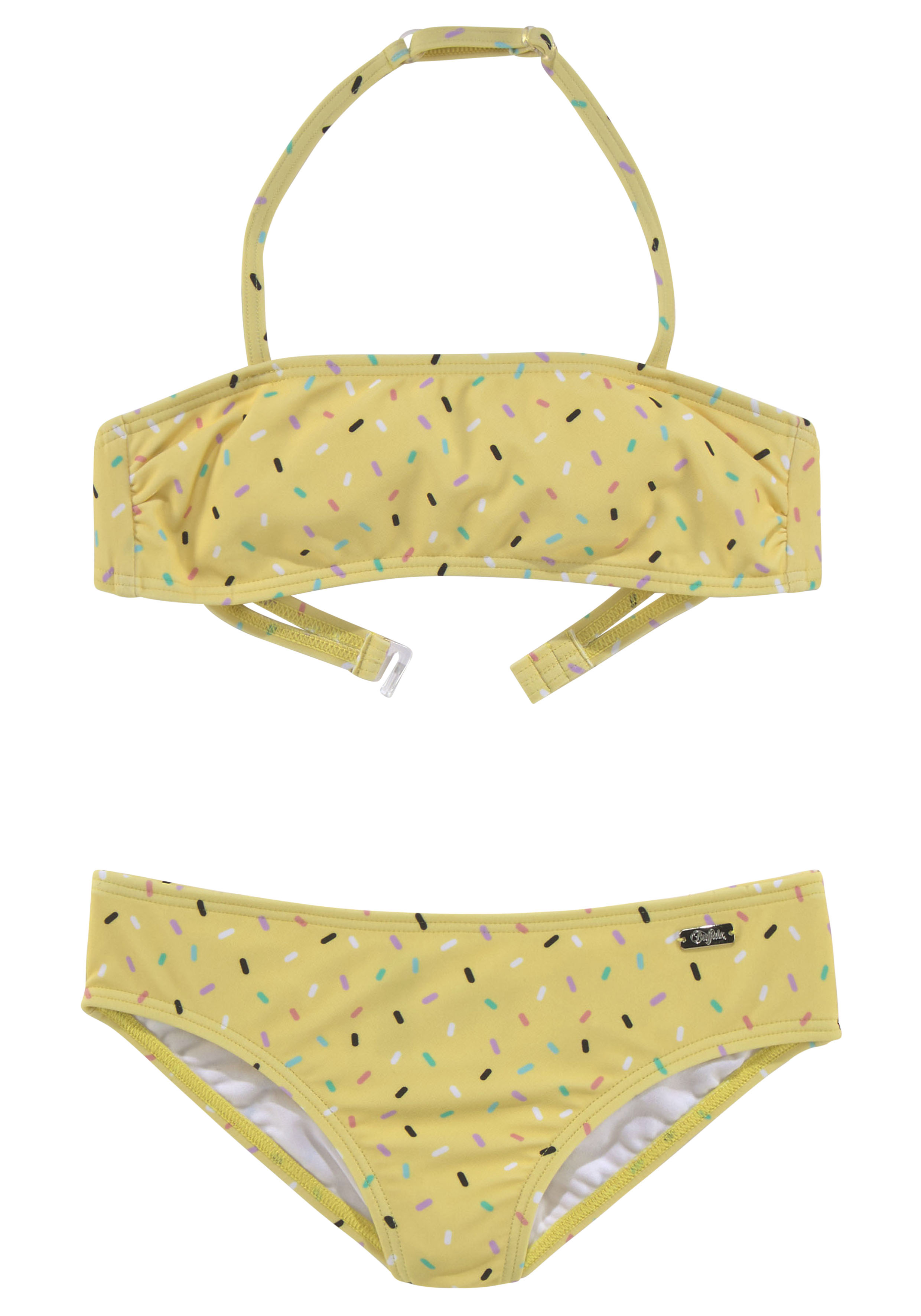 Bandeau-Bikini BUFFALO "Candy Kids", Kinder, Gr. 134/140, N-Gr, gelb (gelb, bedruckt), Recycling-Polyamid, bedruckt, gepunktet, Bikini-Sets, mit Streusel-Druck Image