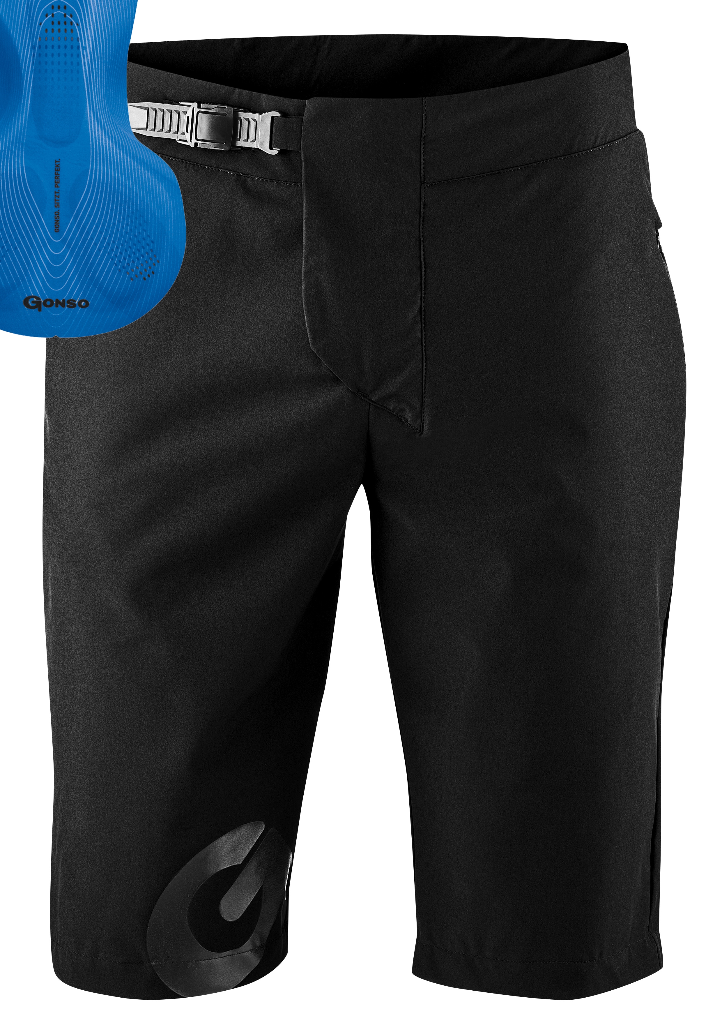Fahrradhose GONSO "Sitivo Shorts", Herren, Gr. S, Normalgrößen, blau, 86% Polyester, 14% Elastan, Hosen, Bikeshorts mit innovativem Sitzpolsterkonzept Image