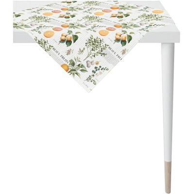 Mitteldecke APELT "7699 SUMMERTIME, Sommerdeko, Sommer" Gr. 1, bunt (weiß, orange, grün, natur), B:88cm L:88cm, Baumwolle, Tischdecken, Digitaldruck Image