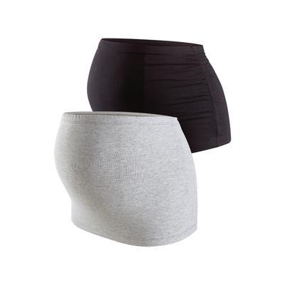Umstands-Set NEUN MONATE "2er Pack Bauchbänder für Schwangerschaft und Stillzeit", Damen, grau (grau, schwarz), Obermaterial: 81% Baumwolle, 14% Viskose, 5% Elasthan. Graumeliert (Obermaterial): 95% Baumwolle, 5% Elasthan. Obermaterial Melange: 95%...