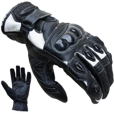 Motorradhandschuhe PROANTI Handschuhe Gr. XXL, schwarz-weiß (weiß-schwarz) aus Leder, kurz geschnitten