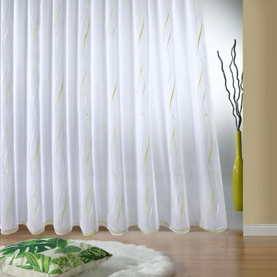 Gardine WECKBRODT "VIVIEN" Gr. 14, grün (weiß, grün), B:900cm H:175cm, Voile, Polyester, Gardinen, echte Stickerei, Voile, Allover, Motiv, Halbtransparent, gebogt, Store Image