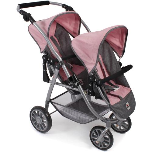 Puppen-Zwillingsbuggy CHIC2000 ""Vario, Grau-Rosa"" Puppenwagen bunt (grau/rosa) Kinder mit schwenkbaren Vorderrädern