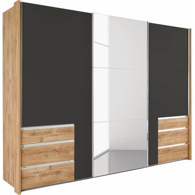 Schwebetürenschrank WIMEX "Level by fresh to go", grau (plankeneichefarben, graphit), B:300cm H:236cm T:65cm, Schränke, jeweils mit einer Spiegeltür Image