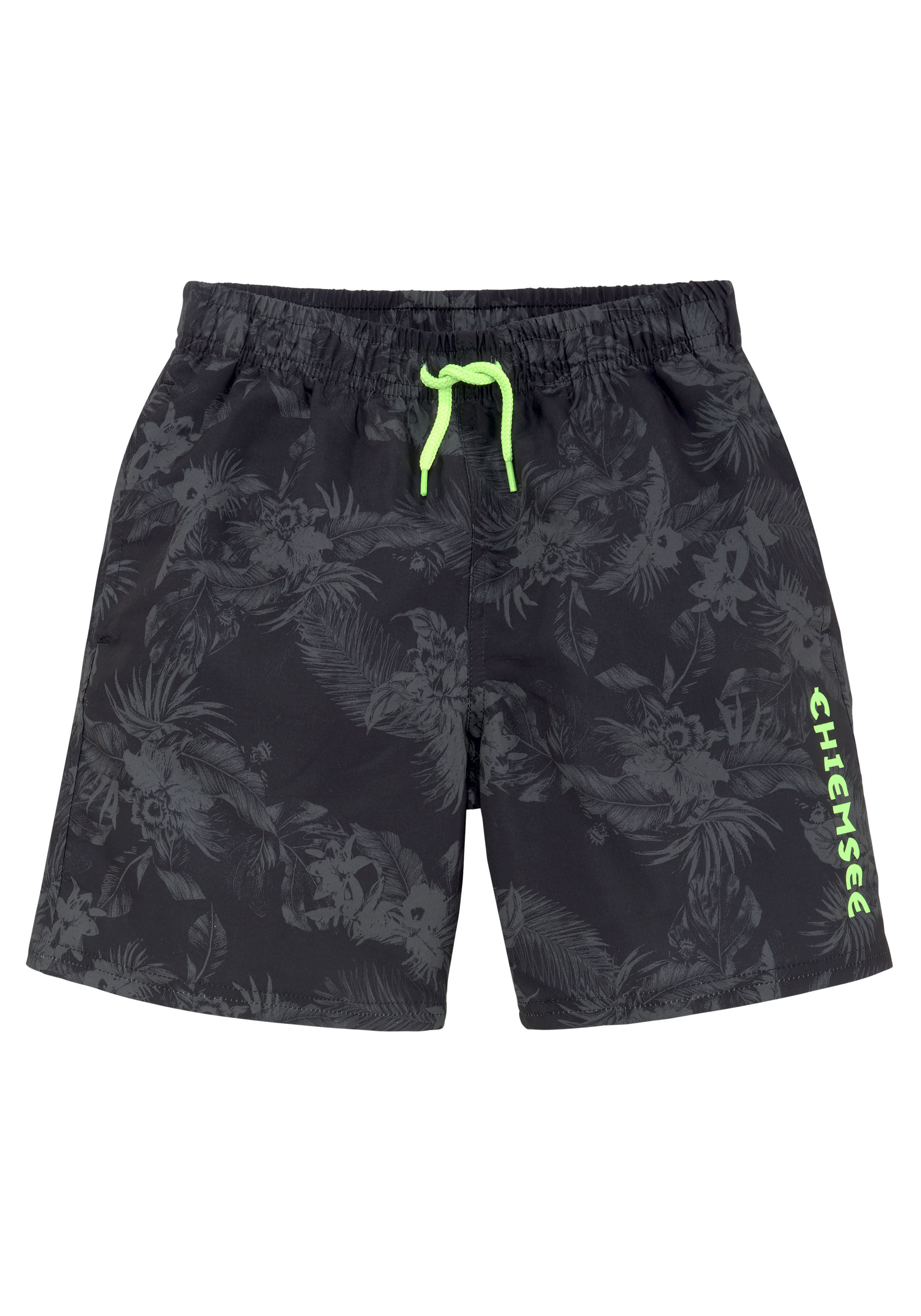 Badeshorts CHIEMSEE "Esra Kids", Kinder, Gr. 170/176, N-Gr, schwarz (schwarz, bedruckt), Polyester, Badehosen Badehose, mit kontrastfarbenen Logodruck Image