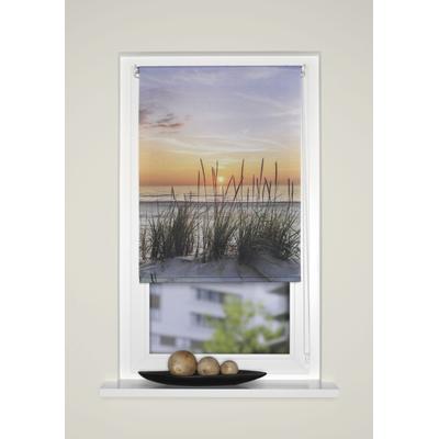 Raffrollo HOME WOHNIDEEN "EVENING" Gr. 3, beige (naturfarben), B:70cm H:150cm, Obermaterial: 100% Polyester, Raffrollos, Kettenzugrollo, digital bedruckt Image