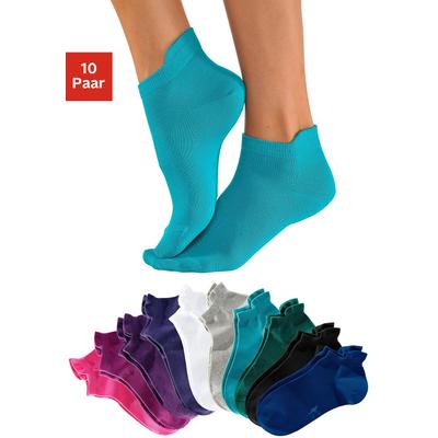 Sneakersocken KANGAROOS, Damen, Gr. 35-38, bunt (himbeere * schwarz, pink, pflaume, weiß, grau, türkis, petrol, blau, lila), Polyamid, Baumwolle, Elasthan, unifarben, elastisch, Socken, mit erhöhtem Bündchen Image