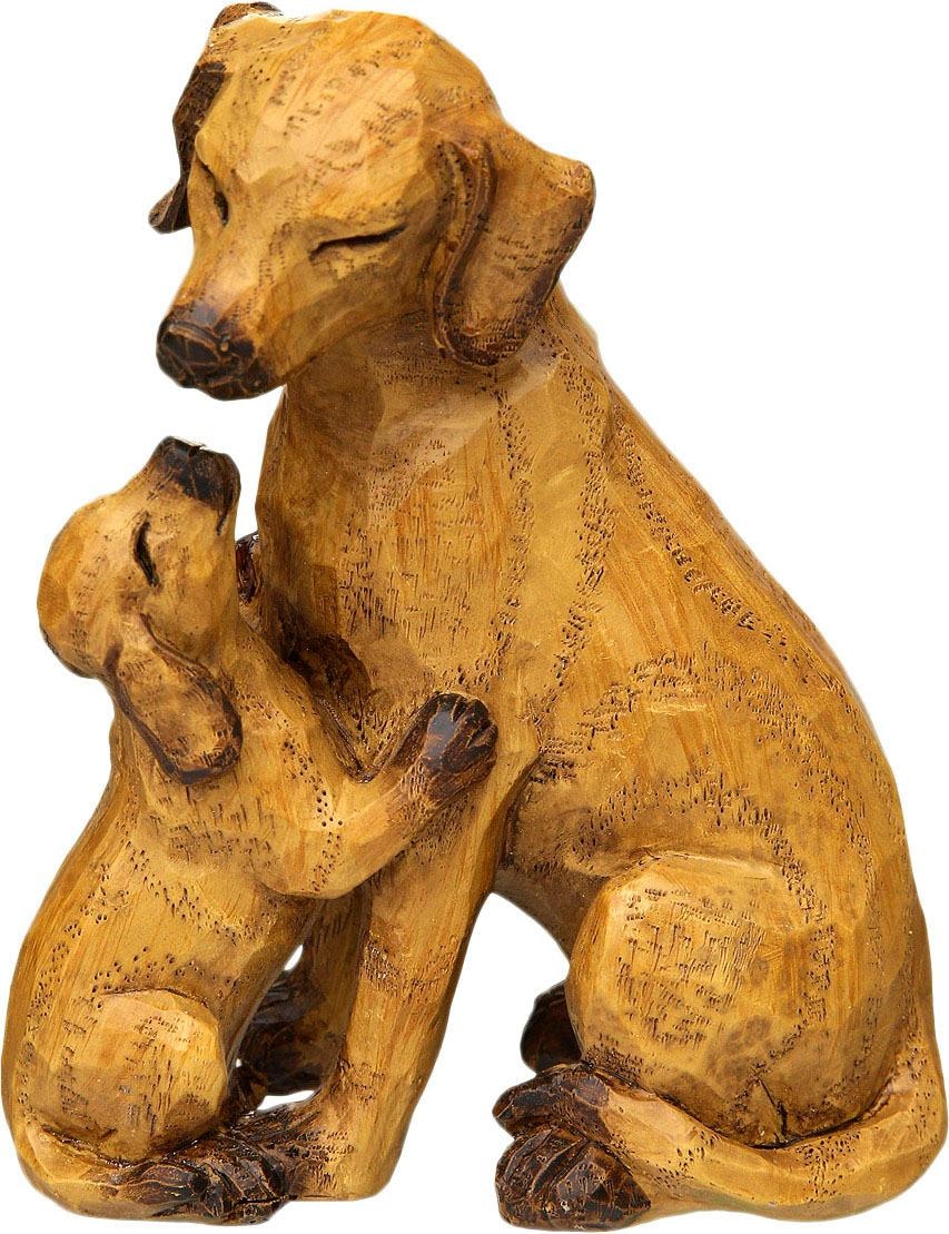 Dekofigur AMBIENTE HAUS "Hund mit Welpe", braun, Metall, Dekofiguren, klein Image
