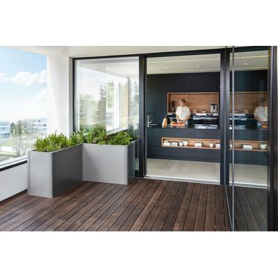 Hochbeet BIOHORT "Belvedere Gr. L 150MAXI, quarzgrau-metallic", grau (quarzgrau, metallic), B:152cm H:77cm T:152cm, Stahlblech, Pflanzgefäße, BxTxH: 152x152x77 cm