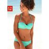 Bügel-Bandeau-Bikini S.OLIVER, Damen, Gr. 38, Cup A, blau (türkis), Recycling-Polyamid, unifarben, Bikini-Sets, mit Raffung