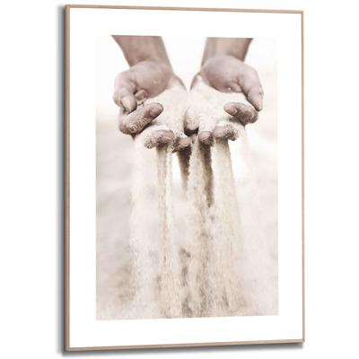 Bild REINDERS "Gerahmtes Bild Sand durch die Finger Leere Hände - Sandkorn - Verlust", grün (farbe bild(er): khaki), B:50cm H:70cm, MDF, Bilder Image
