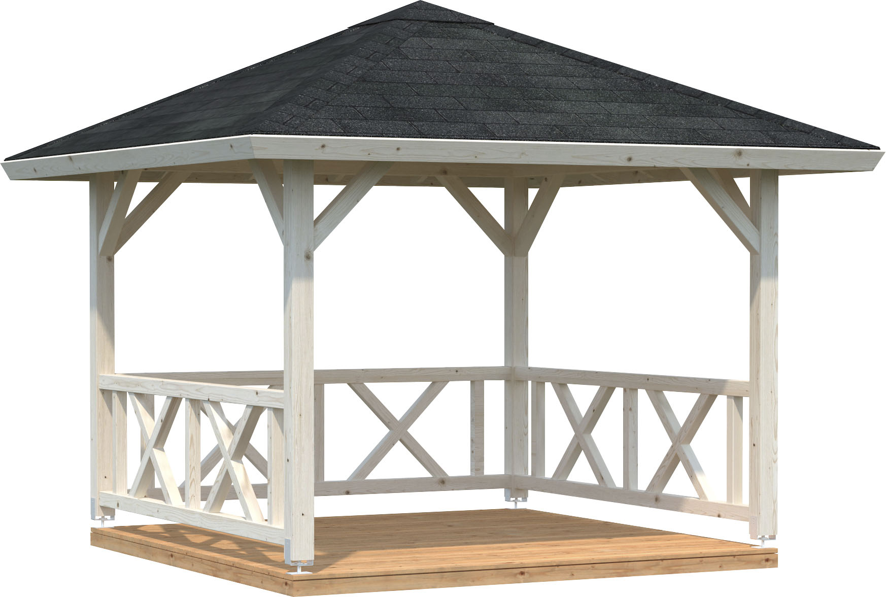 Holzpavillon PALMAKO "Betty", beige, B/H/T: 368cm x 323cm x 368cm, Pavillons, BxT: 368x368 cm, naturbelassen Image