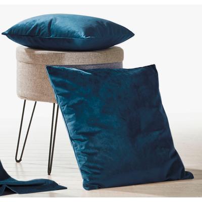 Dekokissen WECKBRODT "Valentin" Gr. 1, blau (nachtblau, unifarben), B:40cm L:40cm, Polyester, Dekokissen_Sitzkissen_Kissenhüllen, Samt-Optik, Velour, Unifarben, Kissenhülle ohne Füllung Image