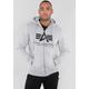 Kapuzensweatjacke ALPHA INDUSTRIES "BASIC ZIP HOODY" Gr. S, grau (grey heather) Herren Sweatjacken